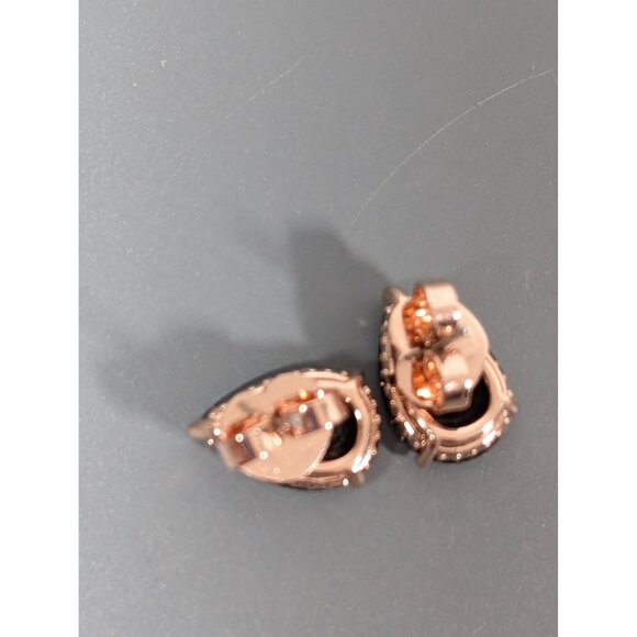 Bomb Party Earrings Black CZ Teardrop Stud Pierced - Picture 3 of 7